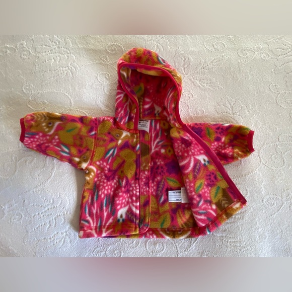 Patagonia Baby Synchilla Fleece Jacket Cardigan Hooded 0m Rare Forest Fox Print - Picture 4 of 11